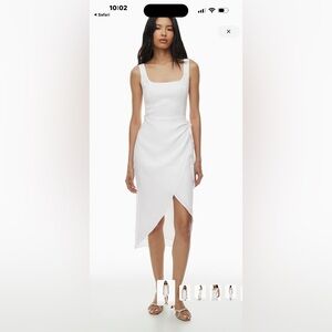 Aritzia Linen Wrap Midi Dress in White